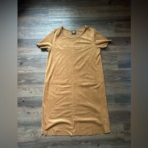 Tan suede Mini Short Sleeve Dress